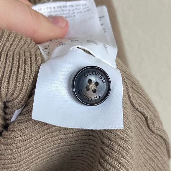 CLOSED Cashmere Cropped Ribbed Cardigan Sweater Tan Size XL - Picture 9 of 10